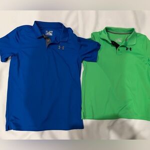 Under Armour Youth Boys Polo Shirts in Blue and Green Golf Logo YXL